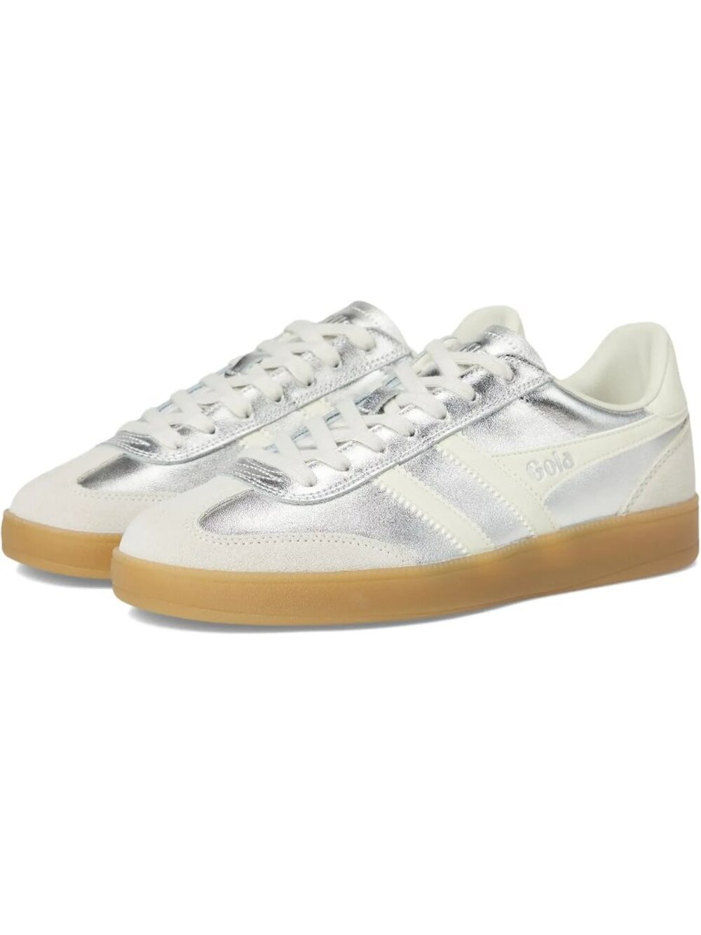 Gola Metallic Silver and Gum-sole Athletic Sneakers